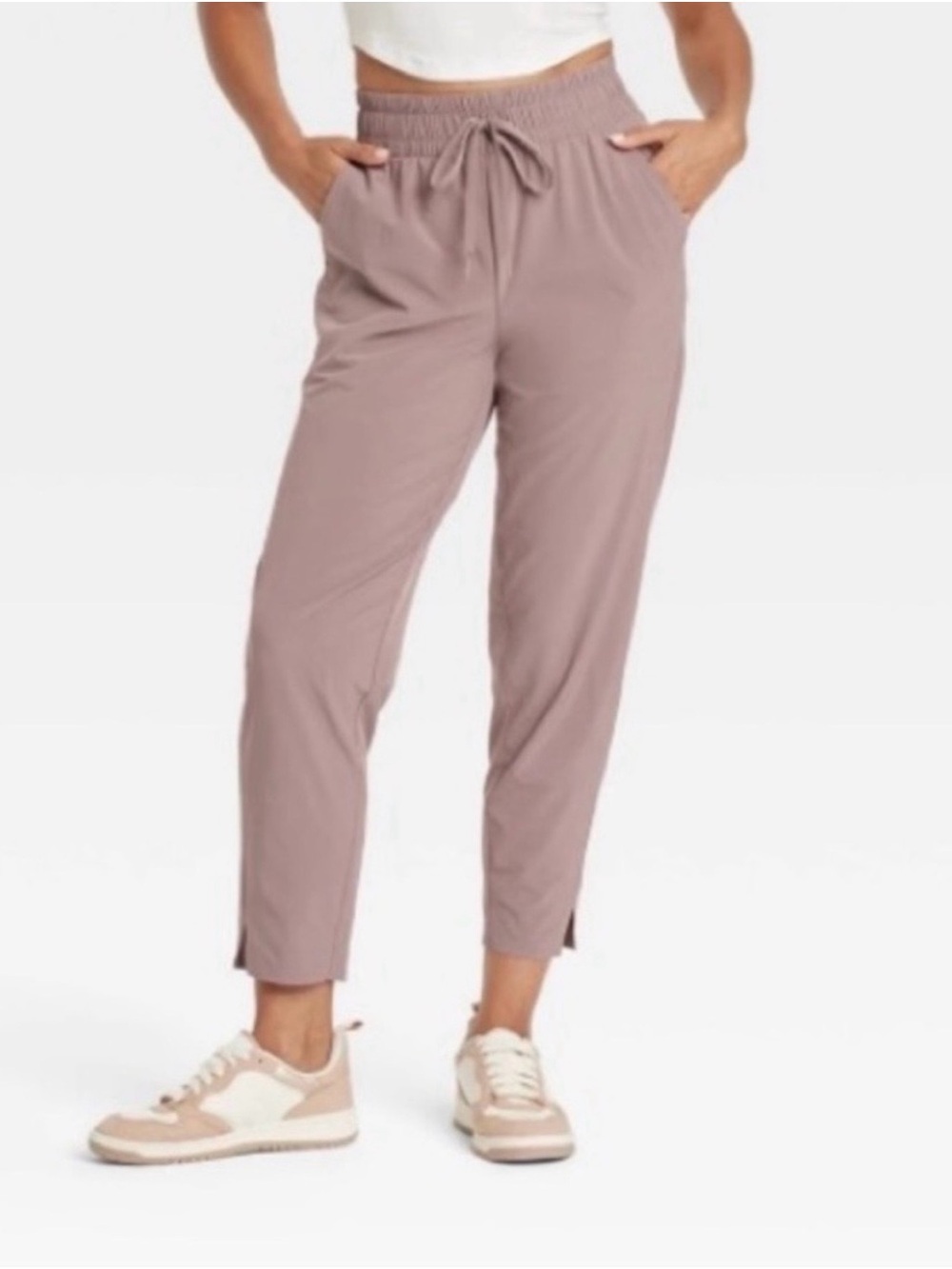 Women's Active Light High-Rise Taper Pants - All in Motion Light Brown Size XS